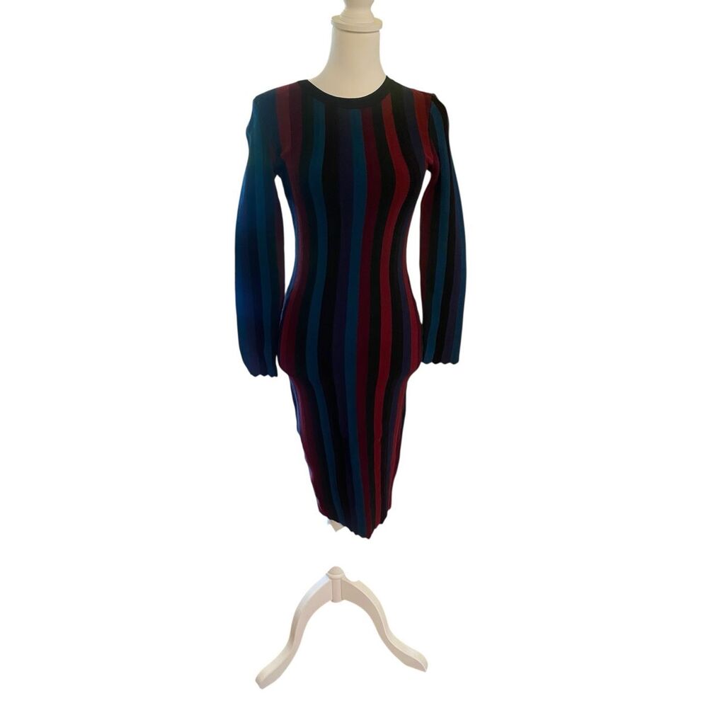 Milly Chevron Vertical Stripe Color Block Sheath … - image 5